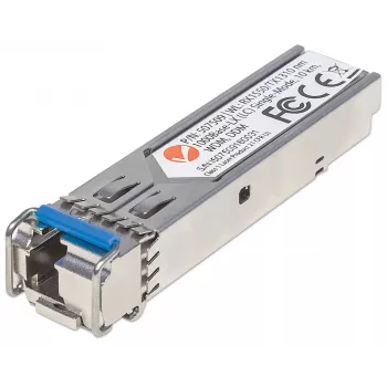 Intellinet Transceiver-Modul Optisch, Gigabit-Faser WDM Bi-Direktional SFP, 1000Base-Lx (LC) Single-Mode-Port, 10 km, Wellenlängen: Empfang (RX) 1550 nm und Senden (TX) 1310 nm, WDM (Rx1550/Tx1310), MSA-konform, Äquivalent zu Cisco GLC-BX-U, Ethernet, Glasfaser