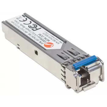 Intellinet Transceiver-Modul Optisch, Gigabit-Faser WDM Bi-Direktional SFP, 1000Base-Lx (LC) Single-Mode-Port, 10 km, Wellenlängen: Empfang (RX) 1550 nm und Senden (TX) 1310 nm, WDM (Rx1550/Tx1310), MSA-konform, Äquivalent zu Cisco GLC-BX-U, Ethernet, Glasfaser
