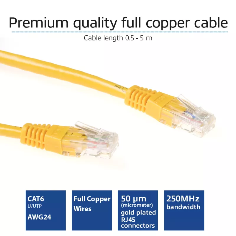 ACT Gelb 7 Meter U/UTP CAT6 Patchkabel mit RJ45-Steckern