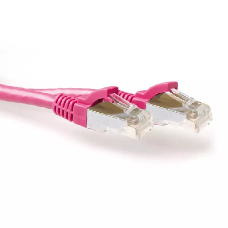 ACT Pink 3 Meter LSZH SFTP CAT6A Patchkabel, rastnasenfrei mit RJ45-Steckern