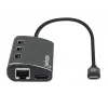 Manhattan USB-C Dock/Hub mit Kartenleser, Anschlüsse (x6): Ethernet, HDMI, USB-A (x3) und USB-C, mit Power Delivery (100 W) zum USB-C-Anschluss (Hinweis: zusätzliches USB-C-Netzteil und USB-C-Kabel erforderlich), universell für alle Geräte, Aluminium, entspricht DKT30CSDHPD3