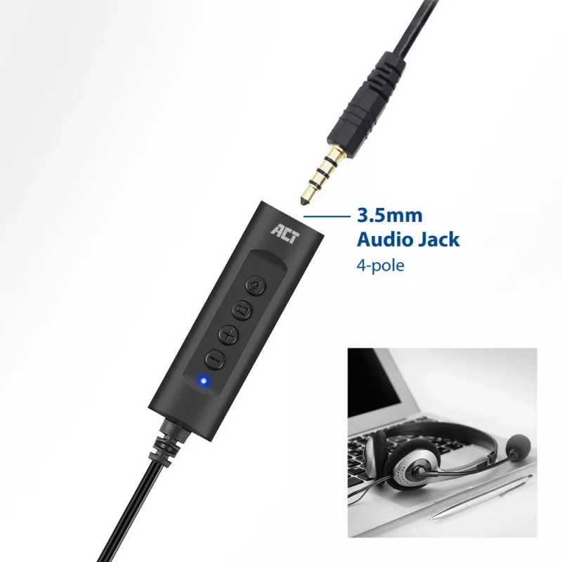 ACT AC9360 Audiokarte USB 3,5 mm Kopfhöreranschluss 4 Tasten
