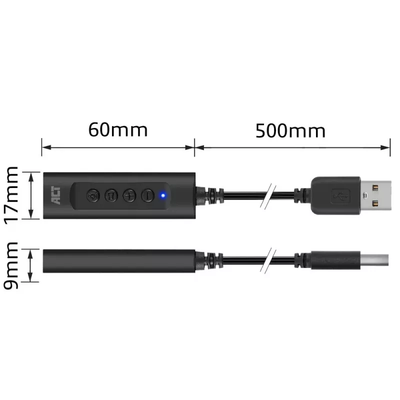 ACT AC9360 Audiokarte USB 3,5 mm Kopfhöreranschluss 4 Tasten