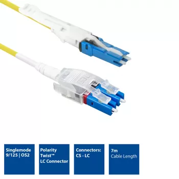ACT 7 Meter Singlemode 9/125 OS2 Polarity Twist Uniboot Duplex Glasfaser-Patchkabel CS - LC