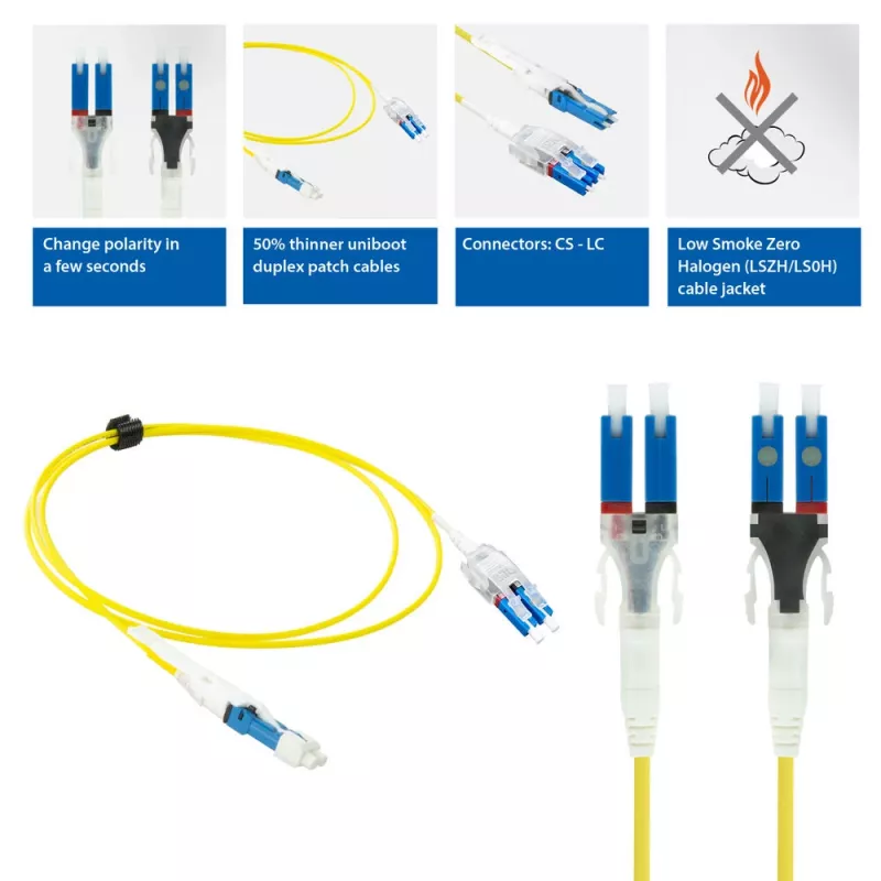 ACT 1,5 Meter Singlemode 9/125 OS2 Polarity Twist uniboot Duplex-Glasfaser-Patchkabel CS - LC