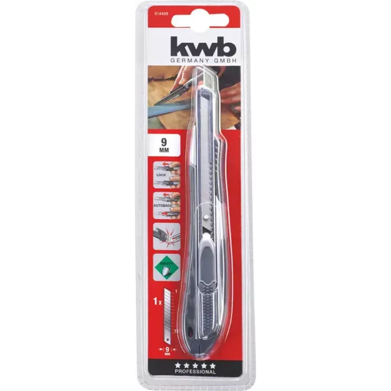 KWB 014409 Utility-Messer Schwarz Abbrechklinge 9 mm