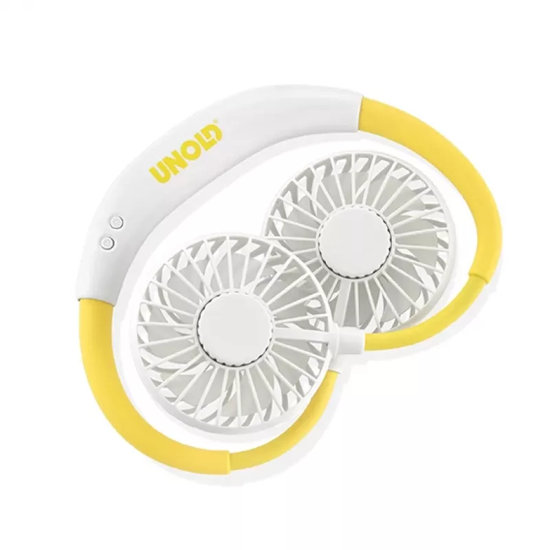 Unold Neck Fan Breezy White, Weiß, Gelb, 2 Lüfter, 8 h, Nackenventilator, Weiß, 1 Stück