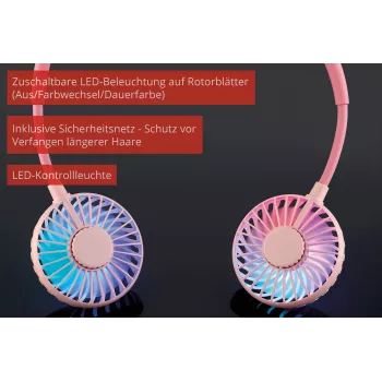 Unold Nackenventilator Breezy Pink, Pink, 2 Lüfter, 8 h, Nackenventilator, Weiß, 1 Stück