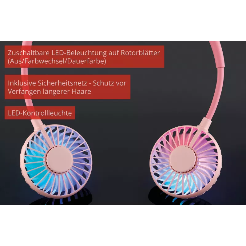 Unold Nackenventilator Breezy Pink, Pink, 2 Lüfter, 8 h, Nackenventilator, Weiß, 1 Stück