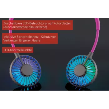 Unold Nackenventilator Breezy Anthrazit, Anthrazit, Lila, 2 Lüfter, 8 h, Nackenventilator, Weiß, 1 Stk.