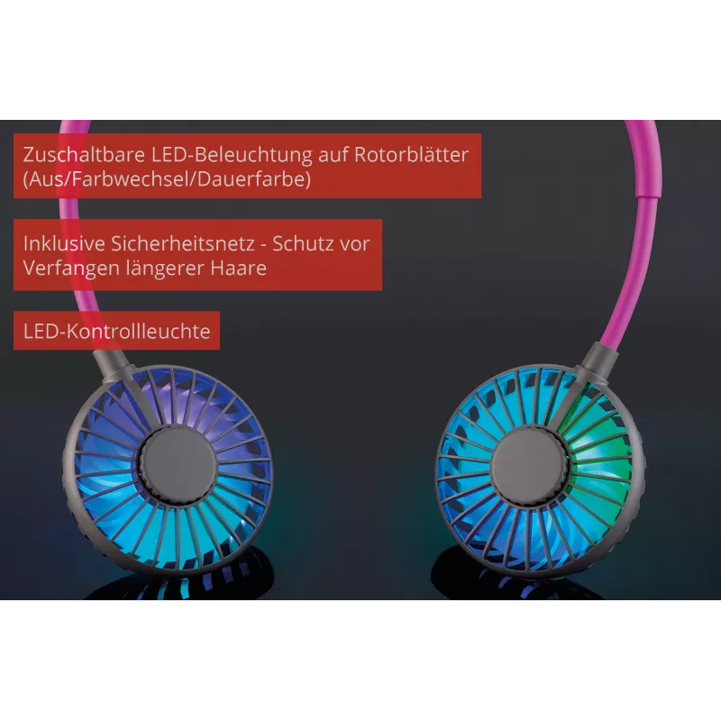 Unold Nackenventilator Breezy Anthrazit, Anthrazit, Lila, 2 Lüfter, 8 h, Nackenventilator, Weiß, 1 Stk.
