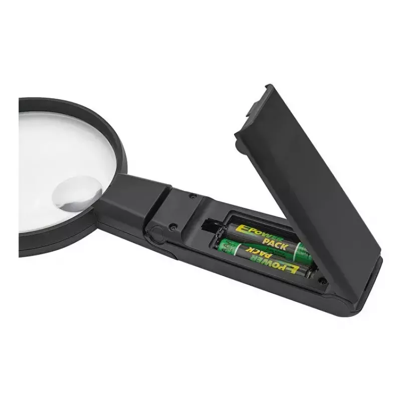 Hand-LED-Lupe WEDO 271 7565 — 5× Vergrößerung, batteriebetrieben, Schwarz/Weiß
