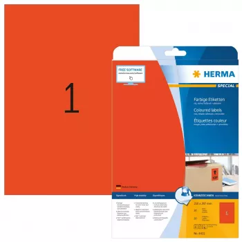 Selbstklebendes Druckeretikett HERMA Farbige Etiketten A4 210x297 mm rot Papier matt 20 Stk.
