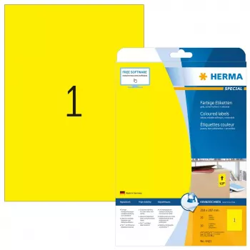Selbstklebendes Druckeretikett HERMA Coloured Labels A4 210x297 mm gelb Papier matt 20 Stück