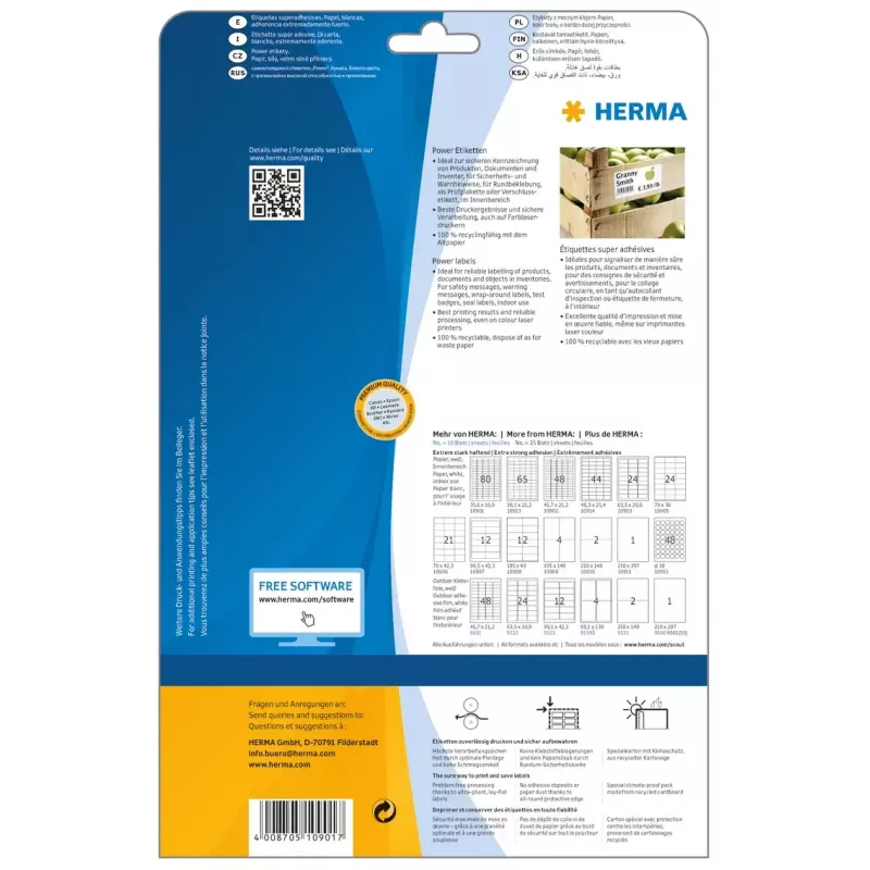 Selbstklebendes Druckeretikett HERMA 10901