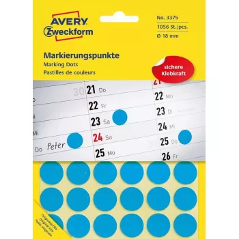 Selbstklebe-Etikett Kreis Avery 3375 Blau 1056 Stück