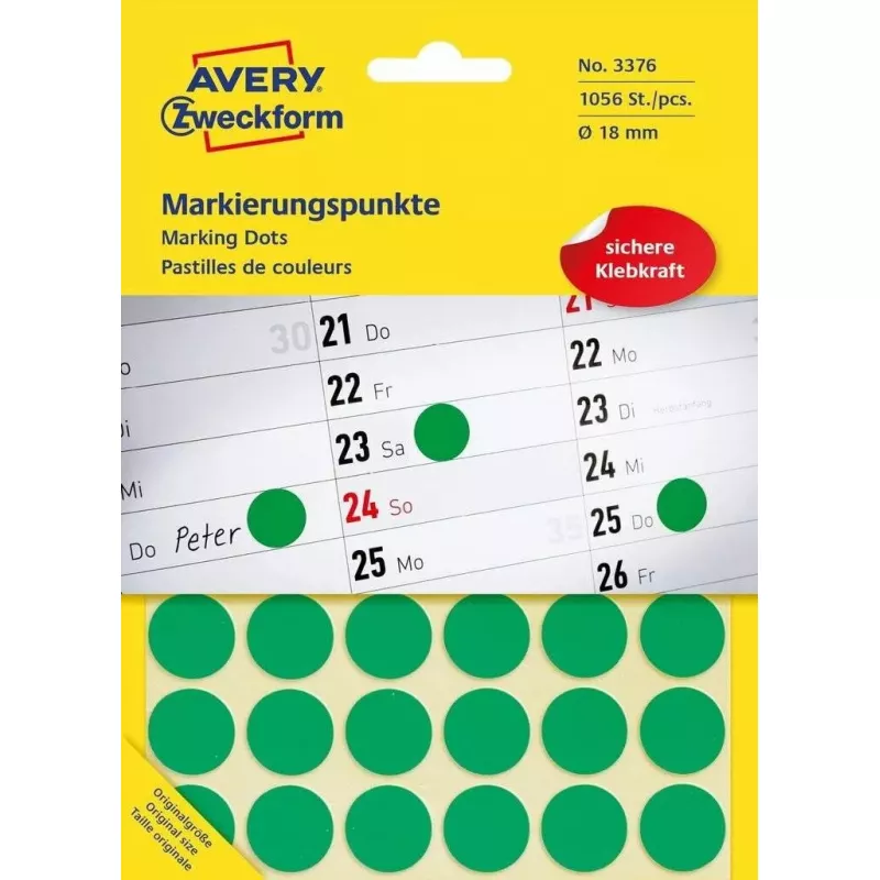 Farbcodierungspunkte, Avery, Grün
