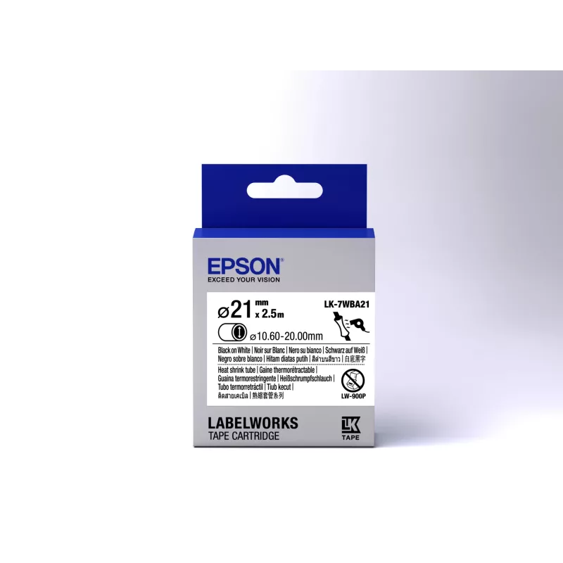 Epson Label Cartridge Heat Shrink Tube (HST) LK-7WBA21 Schwarz/Weiß D21mm (2,5m)