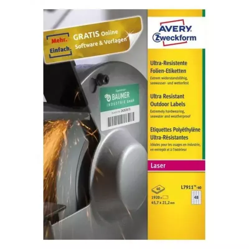 Selbstklebendes Druckeretikett Avery L7911-40