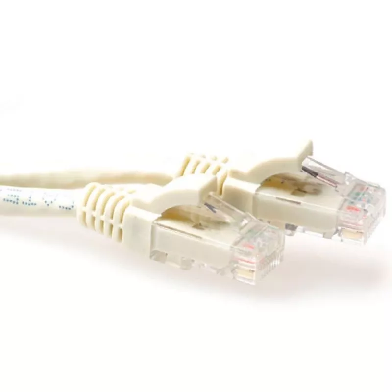 ACT Elfenbein 1 Meter U/UTP CAT6 Patchkabel Knickschutztülle mit RJ45-Steckern
