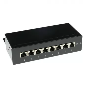 Aufputz-geschirmte 8-Port CAT6A Box ACT FA7001, schwarz, 173×109×44 mm, 110/Krone LSA-Auflegeleiste