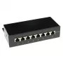 Aufputz-geschirmte 8-Port CAT6A Box ACT FA7001, schwarz, 173×109×44 mm, 110/Krone LSA-Auflegeleiste