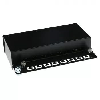 Aufputz-geschirmte 8-Port CAT6A Box ACT FA7001, schwarz, 173×109×44 mm, 110/Krone LSA-Auflegeleiste