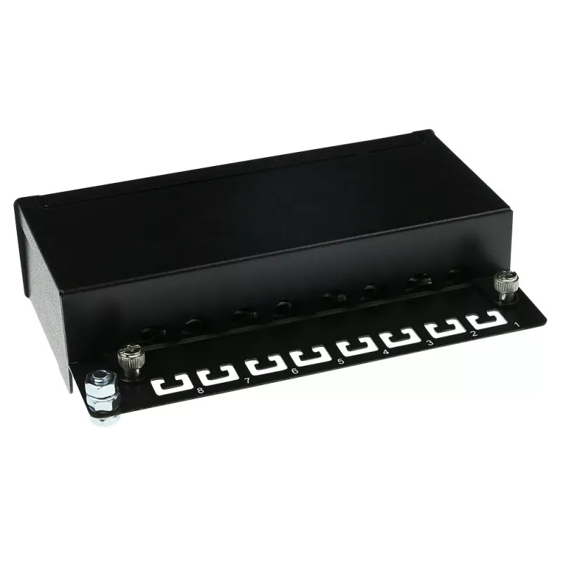 Aufputz-geschirmte 8-Port CAT6A Box ACT FA7001, schwarz, 173×109×44 mm, 110/Krone LSA-Auflegeleiste