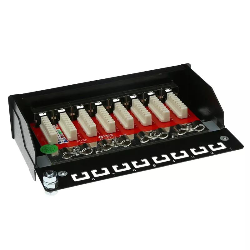 Aufputz-geschirmte 8-Port CAT6A Box ACT FA7001, schwarz, 173×109×44 mm, 110/Krone LSA-Auflegeleiste