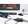 Manhattan Smart Video Multiport Dock, Anschlüsse (x5): HDMI-Anschluss, USB-A (x2), USB-C (x2), mit Power Delivery zum USB-C-Anschluss, interne Stromversorgung, ultrakompakt, abnehmbares Netzkabel, schwarz, drei Jahre Garantie, Einzelhandelsbox