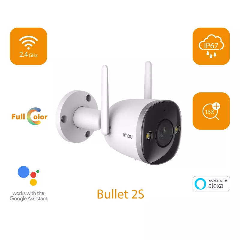 Imou Bullet 2S, IP-Überwachungskamera, Innenbereich, Kabelgebunden & Kabellos, Außenbereich, CE, FCC, Decke/Wand