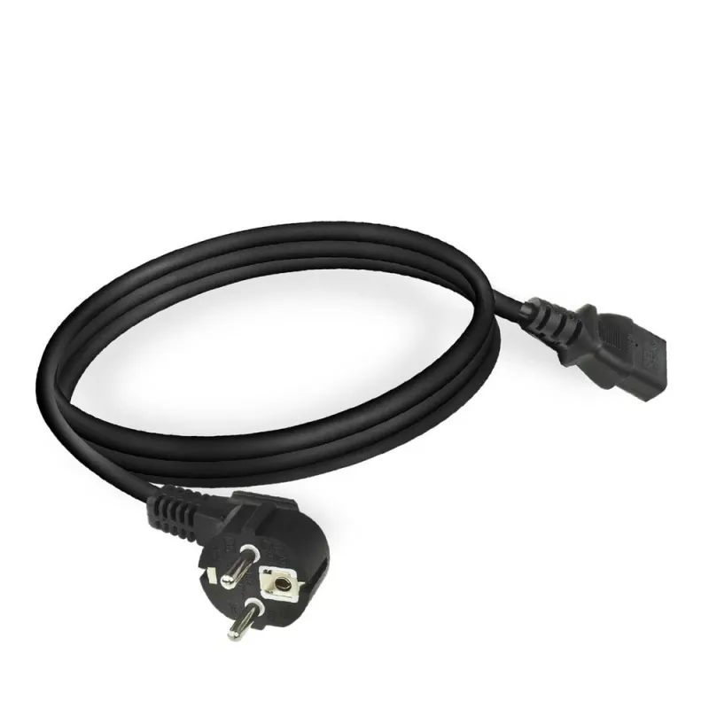 ACT Powercord Netzkabel CEE 7/7 Stecker (gewinkelt) - C13 schwarz 2 m
