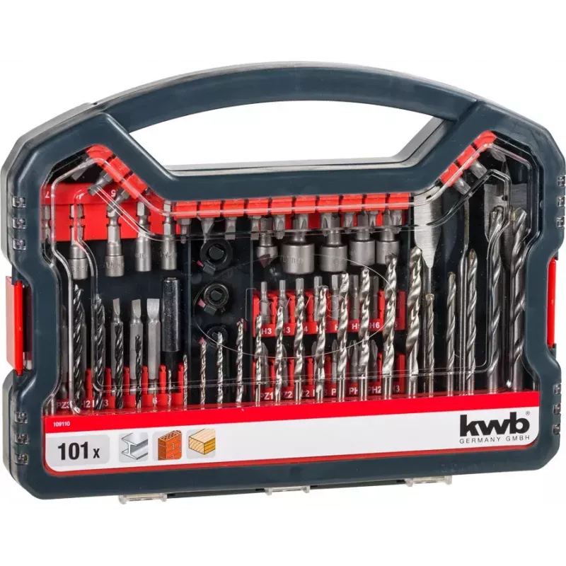 Bohrer-Set KWB Promo Box Standard 101-teilig für Ziegel, Metall und Holz