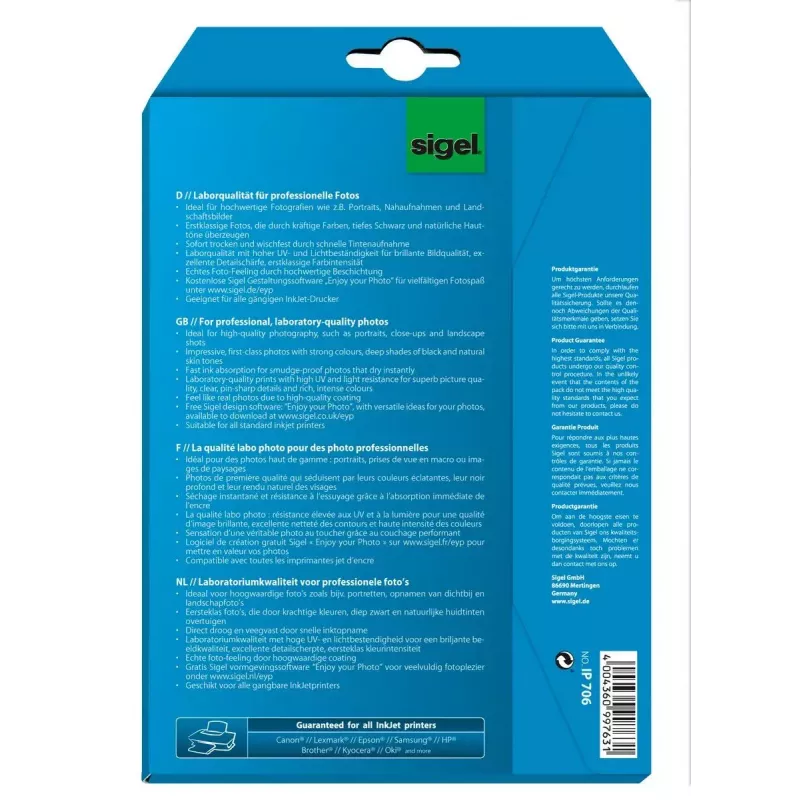 Glänzendes Fotopapier Sigel InkJet Ultra IP706