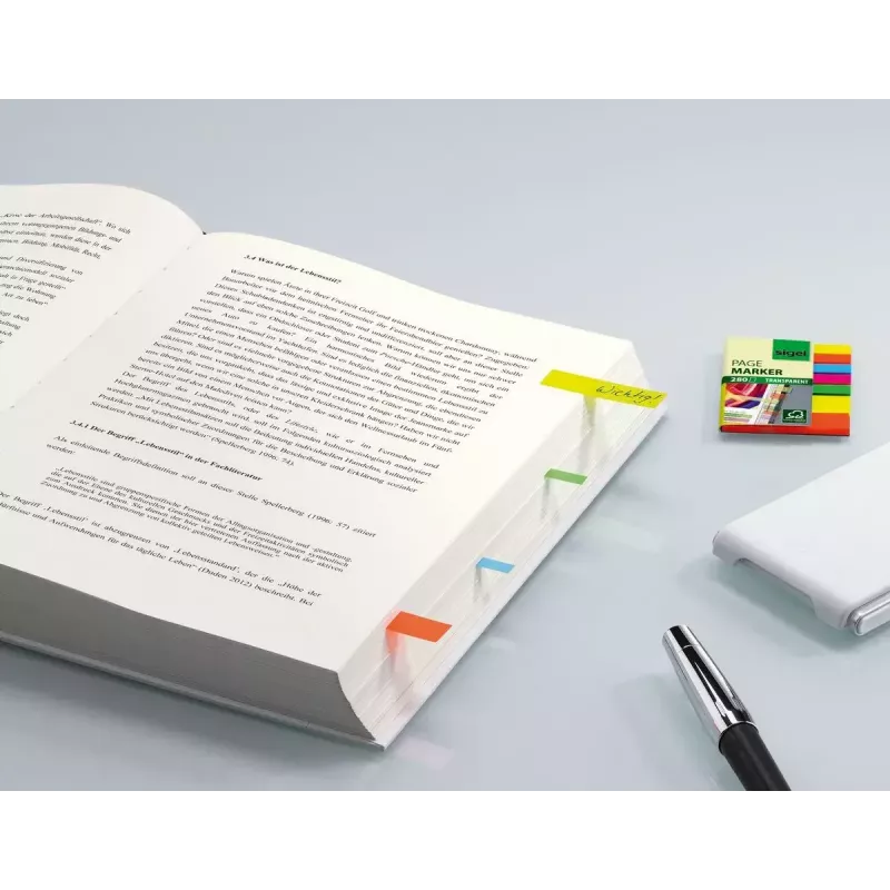 Lesezeichen Sigel HN616 Flexibel Blau Grün Orange Gelb 280 Stk.