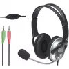 Manhattan Stereo-Over-Ear-Headset (3,5 mm), Mikrofonbügel (gepolstert), verstellbarer Stahl-Kopfbügel, Kabelfernbedienung zur Lautstärkeregelung, Ohrpolster, standardmäßig 2x 3,5 mm Stereo-Klinkenstecker für Audio/Mikrofon, Kabel 2,5 m, 3 Jahre Garantie