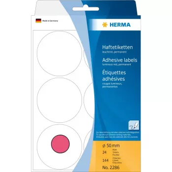Mehrzweck-Etiketten HERMA 2286 leuchtend rot Ø 50 mm 144 Stk.