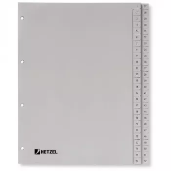Rexel PP-Register, grau, numerisch, Grau, A4, 225 mm, 300 mm, 7 mm, 1 St.
