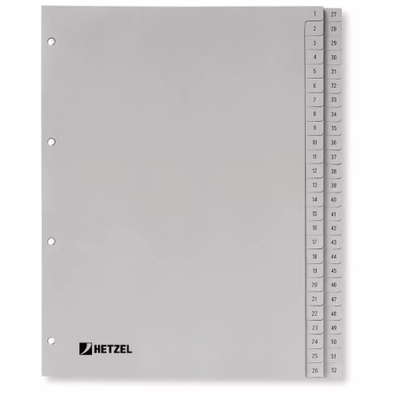 Rexel PP-Register, grau, numerisch, Grau, A4, 225 mm, 300 mm, 7 mm, 1 St.