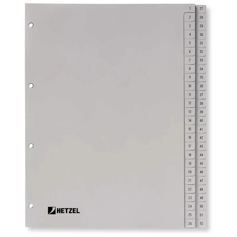 Rexel PP-Register, grau, numerisch, Grau, A4, 225 mm, 300 mm, 7 mm, 1 St.