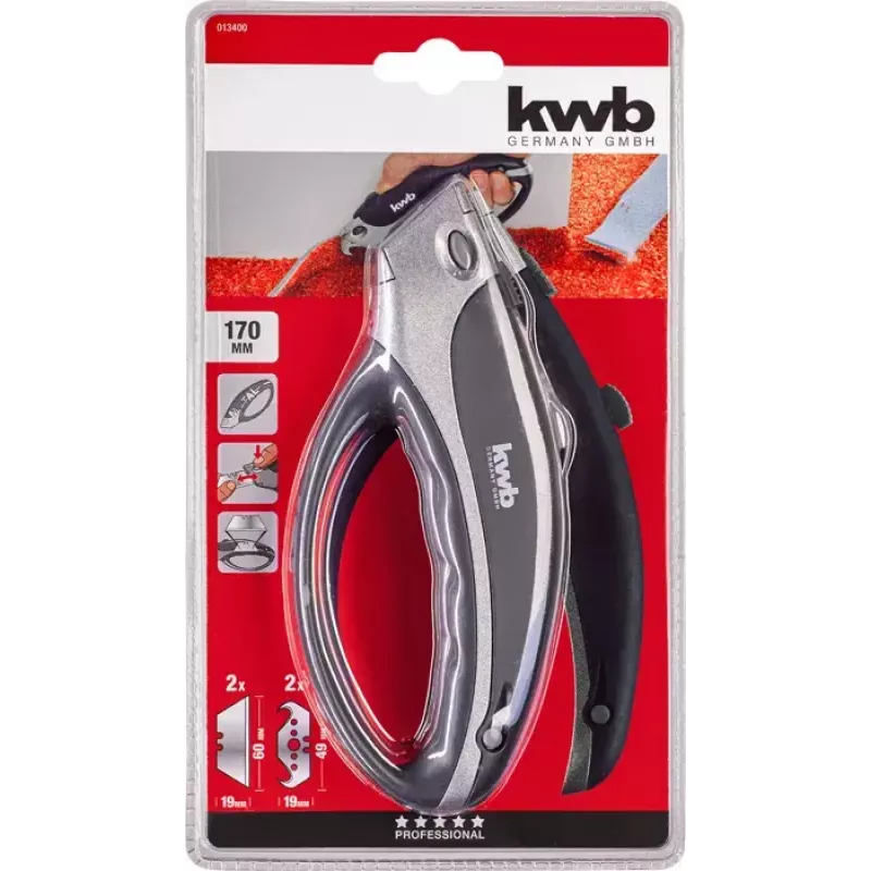Teppichmesser KWB 013400 Schwarz Rasierklinge 170 mm Länge 6 cm Klinge