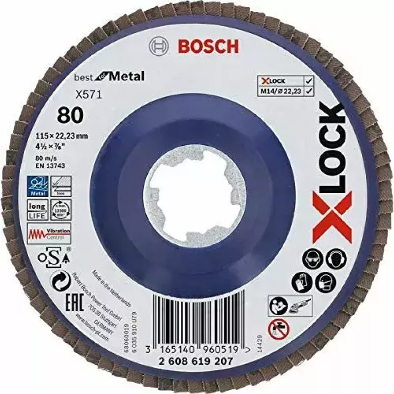 Schleifscheibe Bosch 115 mm, Körnung 80, Modell 2608619207