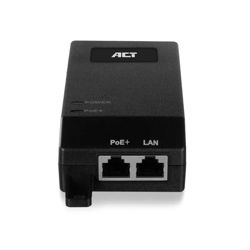 ACT Gigabit PoE+ (30W) Injektor, Gigabit Ethernet, 10,100,1000 Mbit/s, IEEE 802.3, IEEE 802.3ab, IEEE 802.3af, IEEE 802.3at, IEEE 802.3u, Schwarz, 30 V, 100 - 240 V