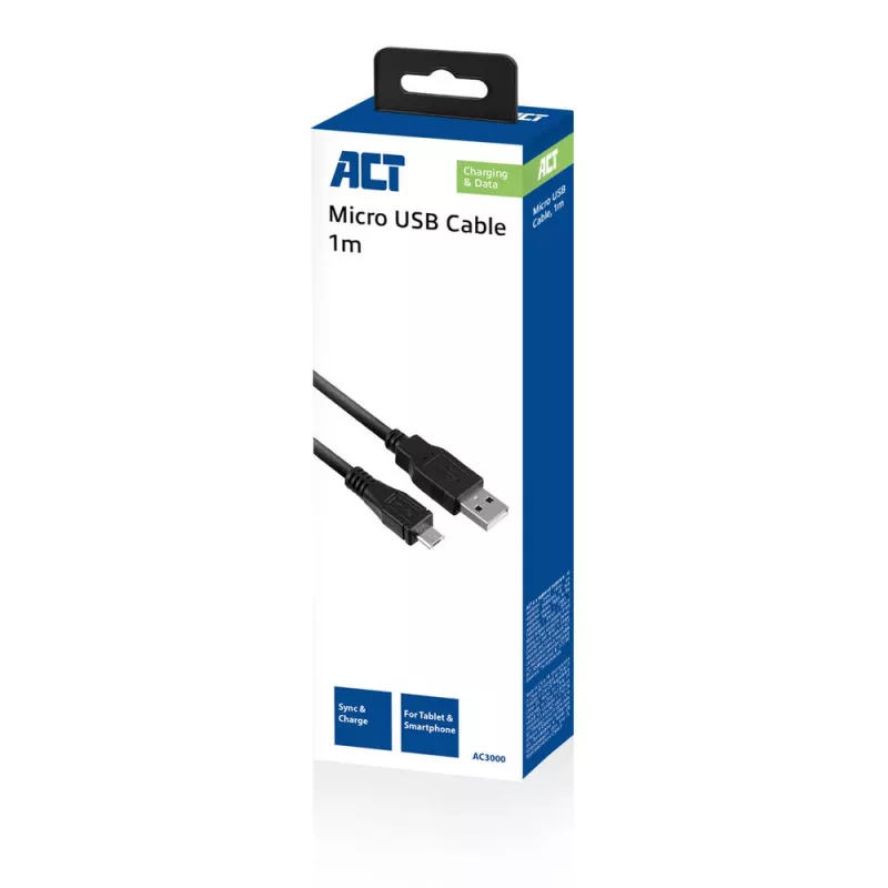 ACT USB 2.0 Lade-/Datenkabel A-Stecker – Micro-B-Stecker, 1 Meter