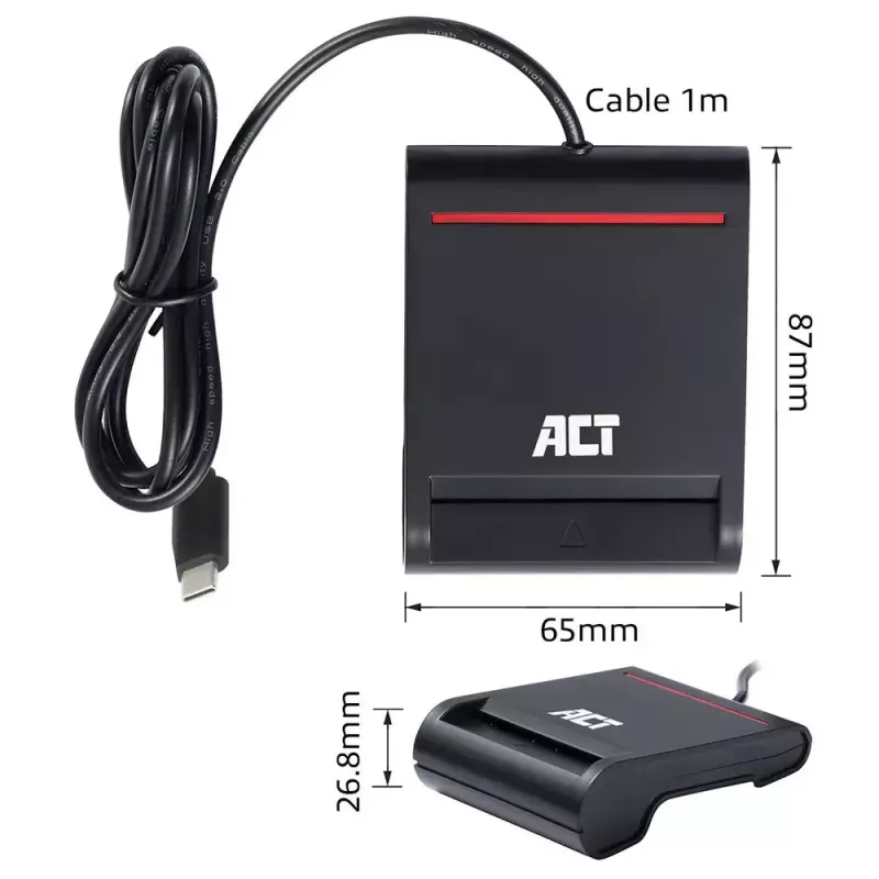ACT Externer USB-C Smartcard eID Kartenleser, schwarz