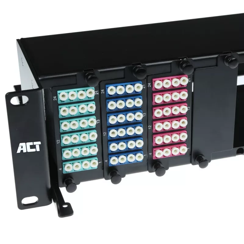 ACT Fiber Panel High Density 2HE für 12 MTP®-MPO-Kassetten / Keystone-Adapterplatten