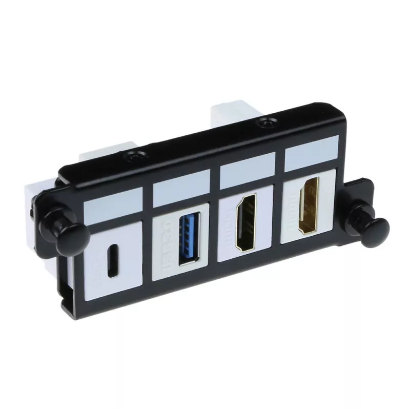 ACT Adapterplatte für 4 x Keystone FTP, Adapter, Schwarz, 1 Stück(e)