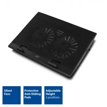 Laptop-Ständer ACT AC8105 mit Lüfter höhenverstellbar 2 Positionen 4-Port-Hub