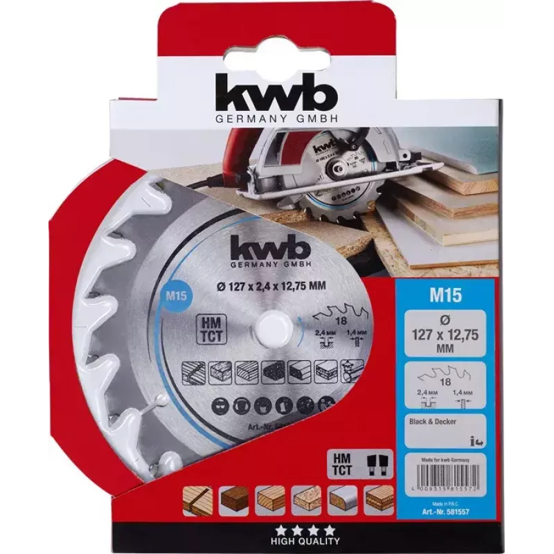 Kreissägeblatt KWB 581557 12,7 cm für Hartholz, Kunststoff, Sperrholz, Weichholz