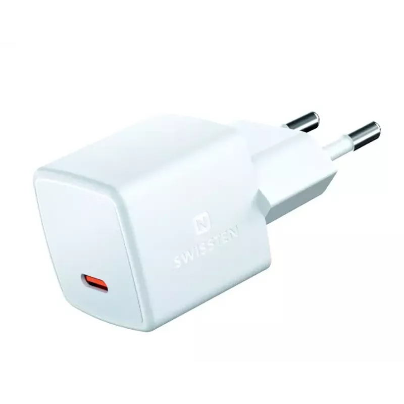 SWISSTEN Mini-Reiseladegerät GaN 25W PD USB-C Schnellladegerät für Telefone und Tablets